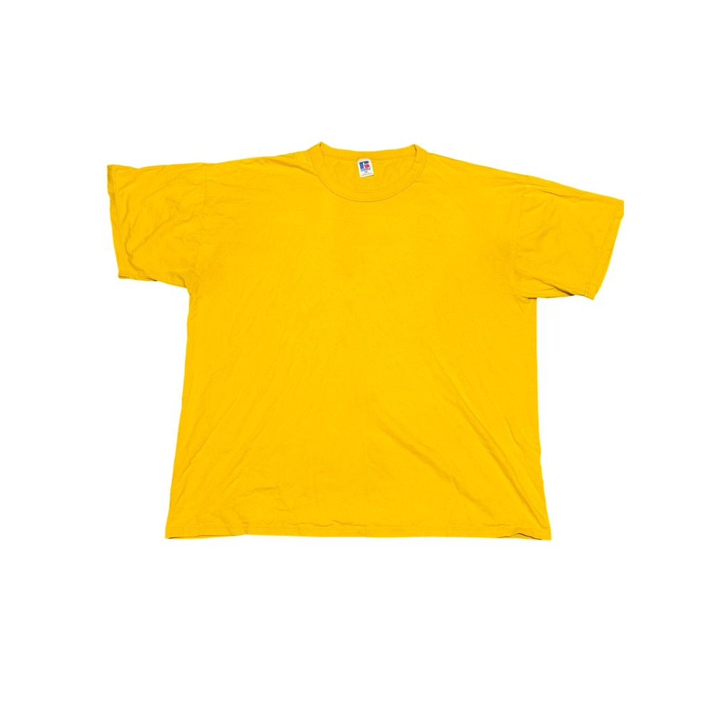 Vintage Russell Athletic T Shirt Mens XXL Gold Yellow Blank Made in USA 90s Tee
